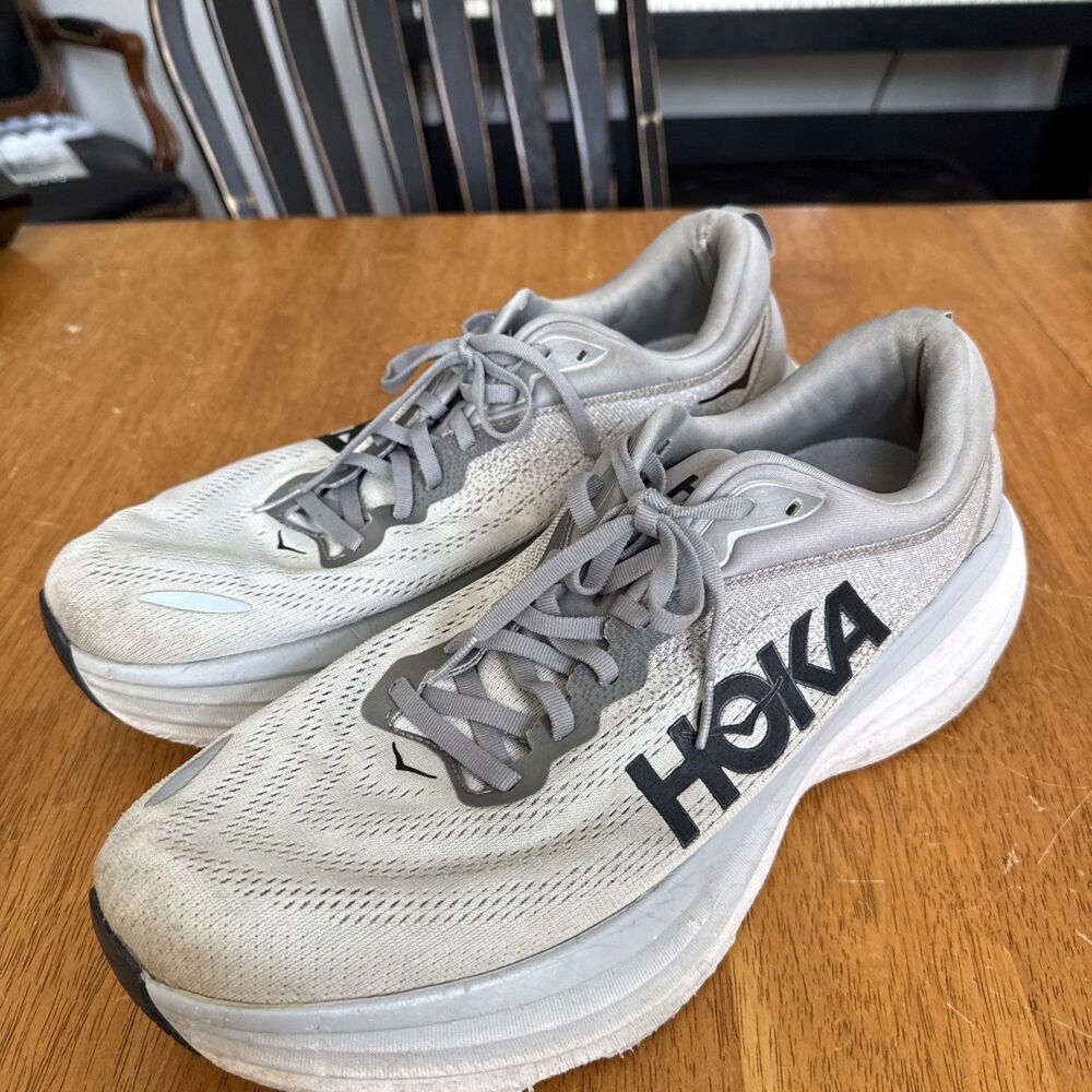 Hoka One One Bondi 8 Shark Gray Athletic Running Shoes Sneakers Men's Size 13D